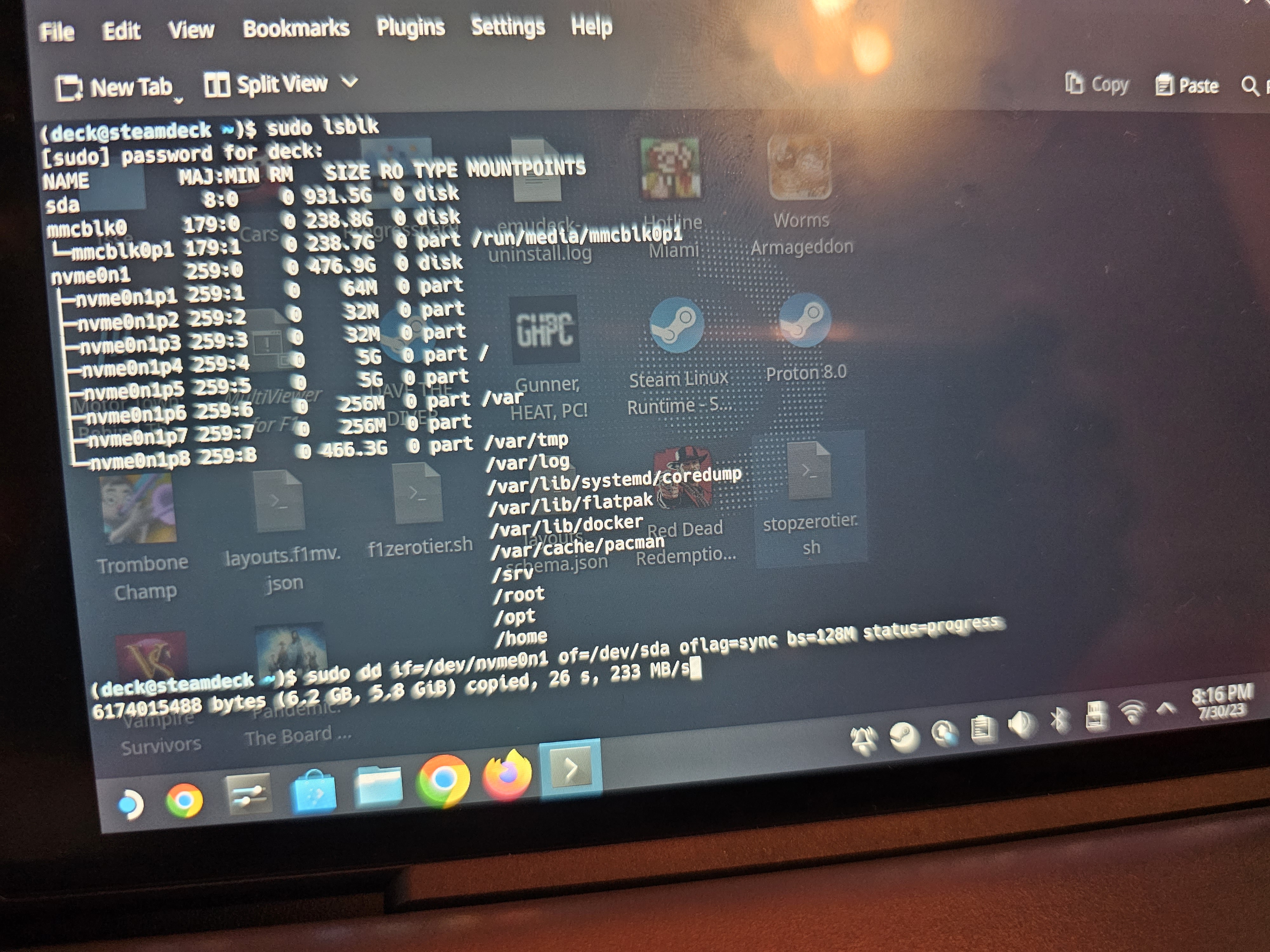 Cloning the drive